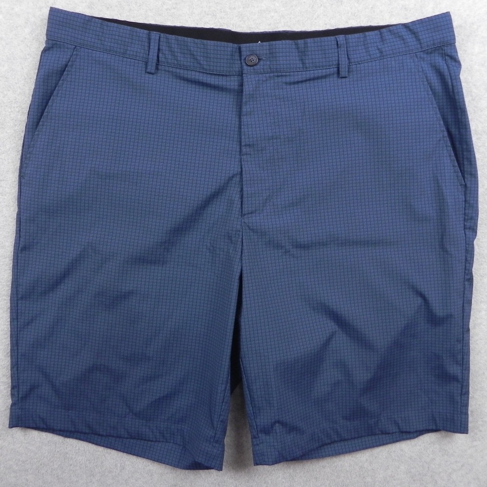 Greg Norman Shorts Mens 38 Performance Golf Chino Stretch Flat Front Blue Check
